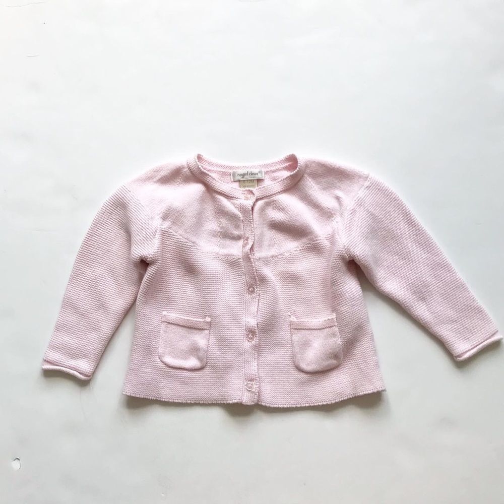 Angel dear pink knit cardigan EUC 6-12 months